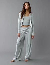 AE 3-Piece Pointelle Plush Cardigan Pajama Set