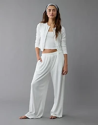 AE 3-Piece Pointelle Plush Cardigan Pajama Set
