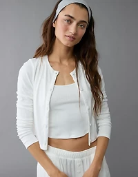 AE 3-Piece Pointelle Plush Cardigan Pajama Set