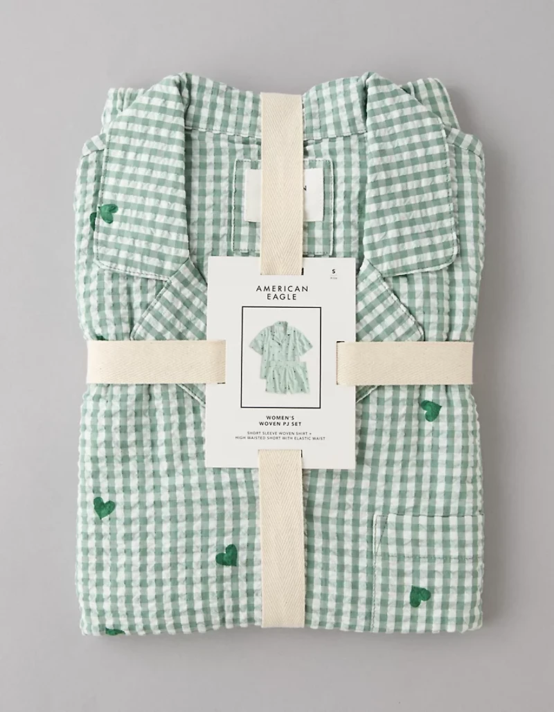 Pyjama en crépon de coton à motif cœurs guingan AE