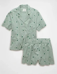 Pyjama en crépon de coton à motif cœurs guingan AE