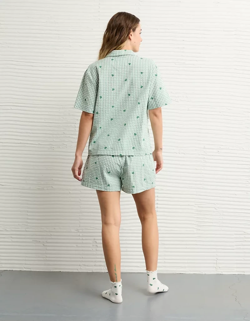 Pyjama en crépon de coton à motif cœurs guingan AE