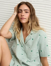 Pyjama en crépon de coton à motif cœurs guingan AE