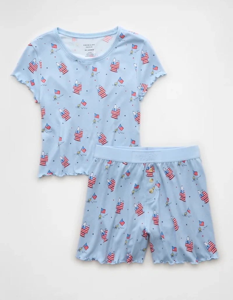 AE Snoopy Americana Plush Baby Tee PJ Set
