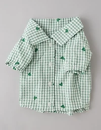 ABO Gingham Hearts Button-Up Dog Shirt