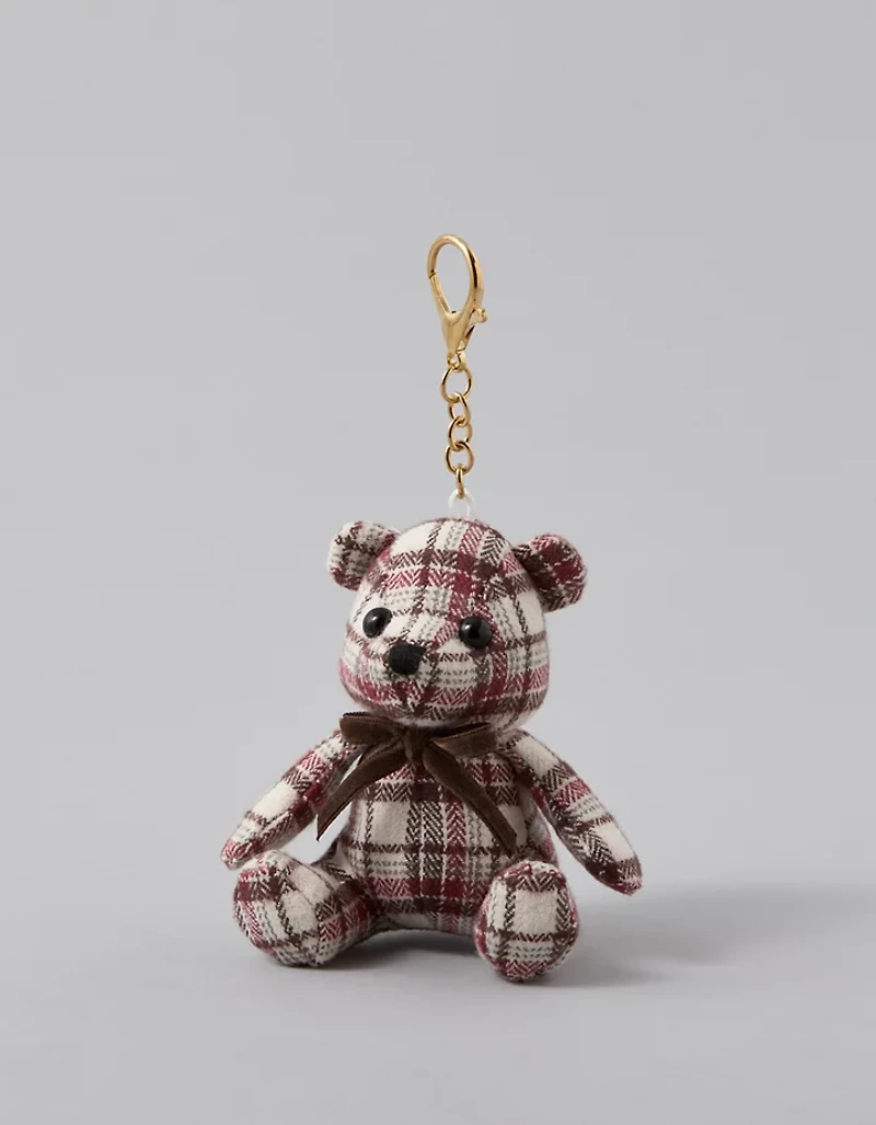 AE Plaid Teddy Bear Keychain