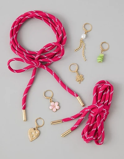 AE Pink Shoelace & Charm Set