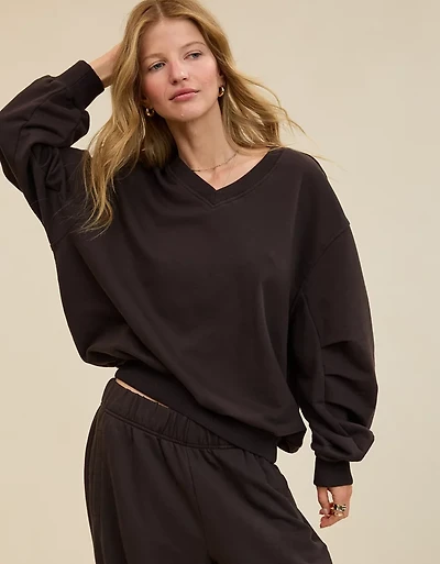 Aerie Jet Setter V Neck Sweatshirt