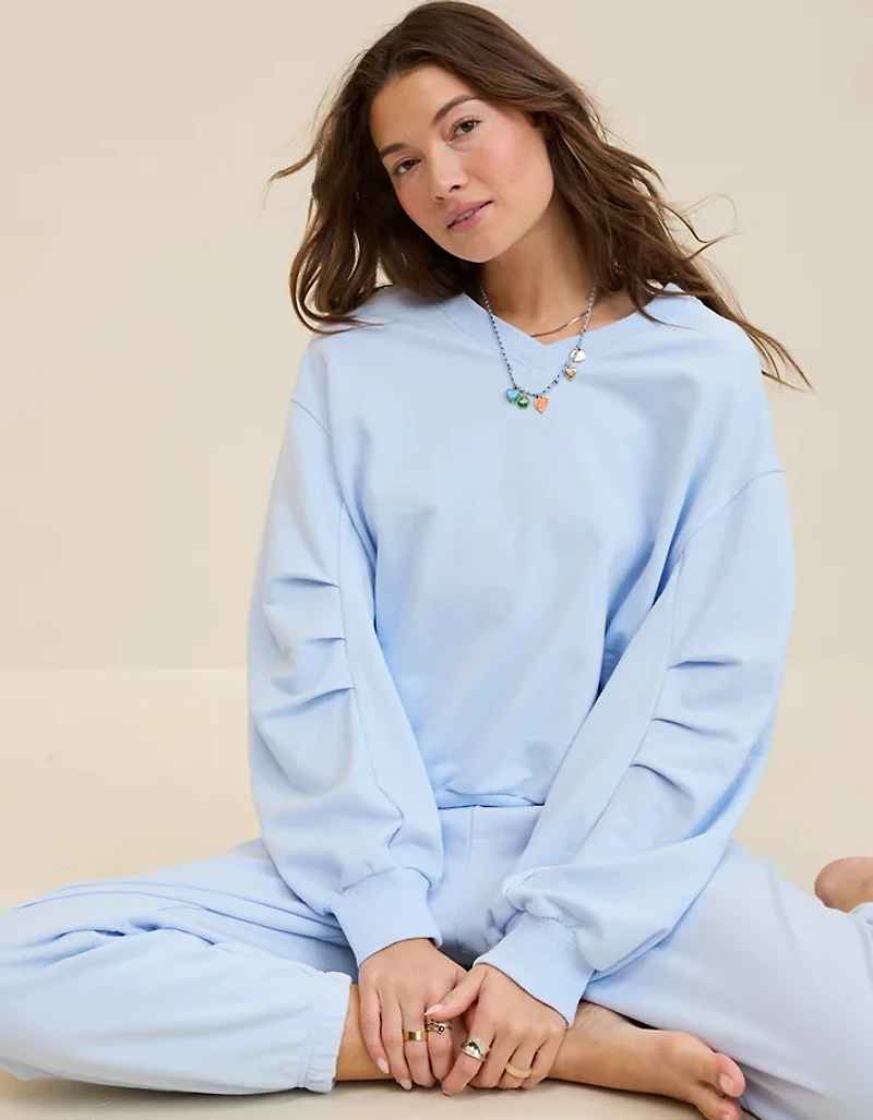 Aerie Jet Setter V Neck Sweatshirt