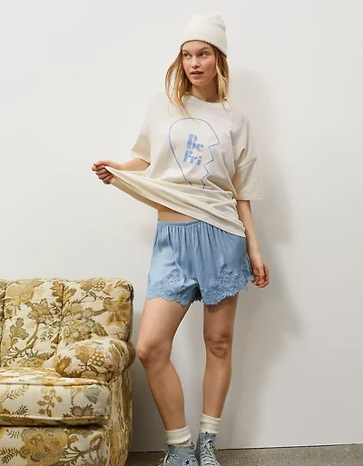 Aerie x Emily + Meritt Satin Lace Short