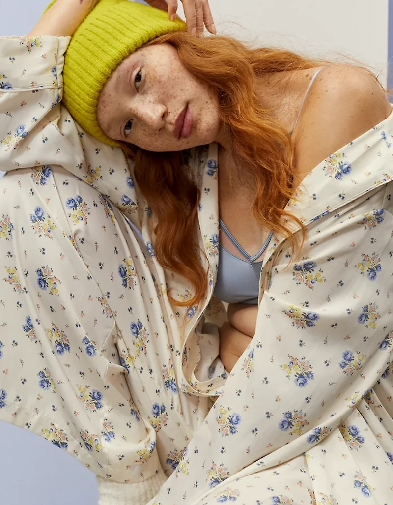 Aerie x Emily + Meritt Satin Floral Print Top