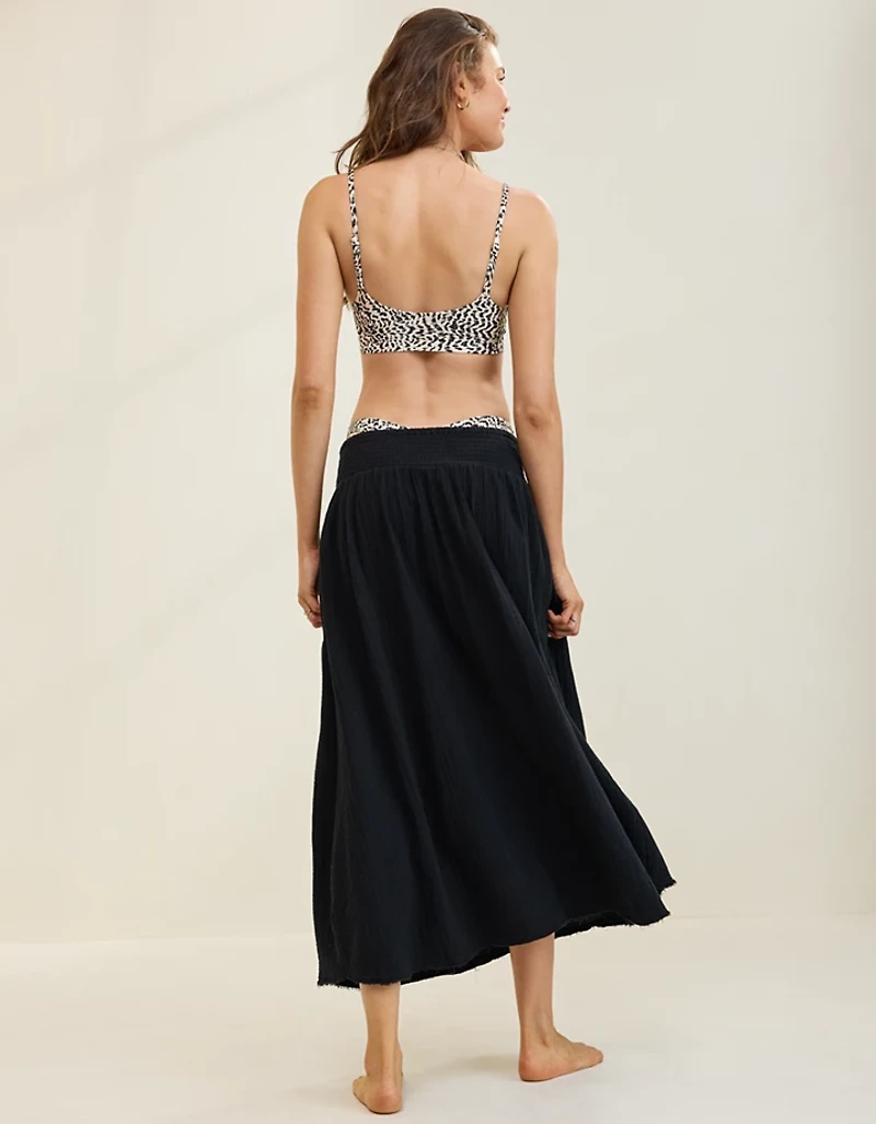 Aerie Faux Wrap Cover Up Maxi Skirt