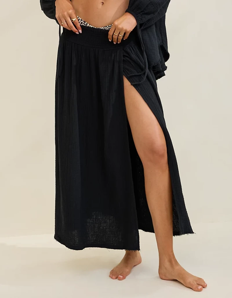 Aerie Faux Wrap Cover Up Maxi Skirt