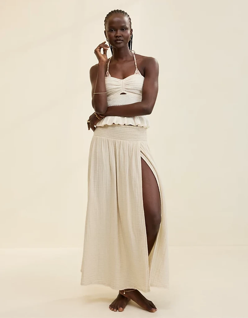 Aerie Faux Wrap Cover Up Maxi Skirt