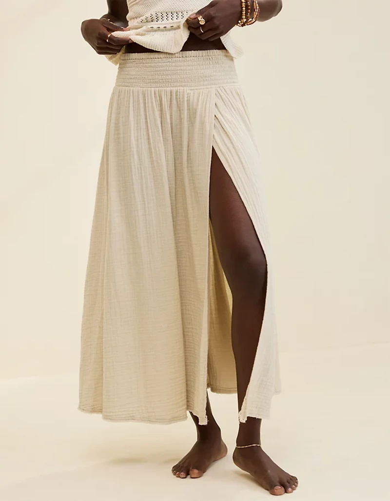 Aerie Faux Wrap Cover Up Maxi Skirt