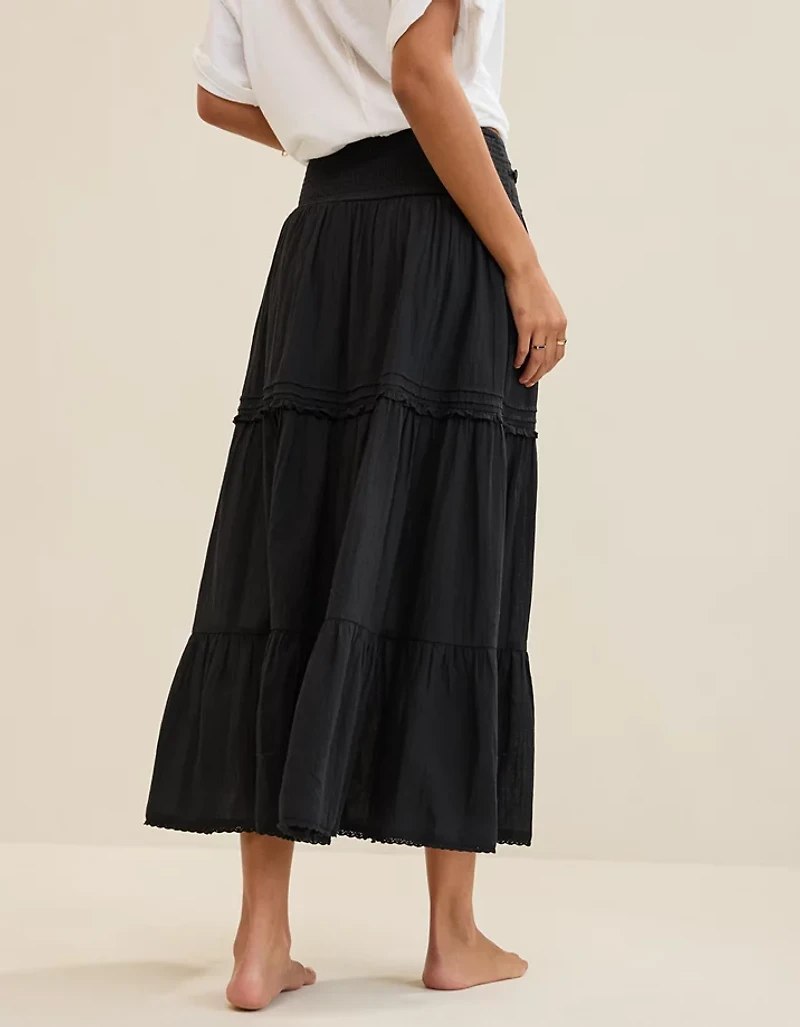 Aerie Boho Button Maxi Skirt