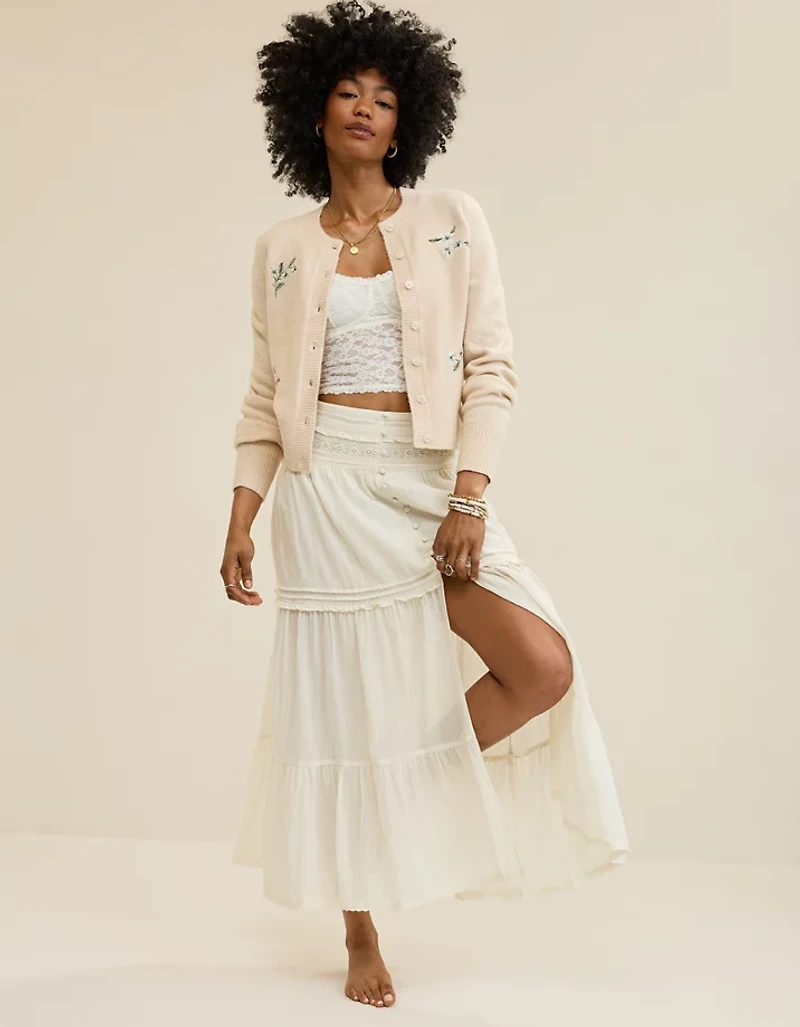 Aerie Boho Button Maxi Skirt