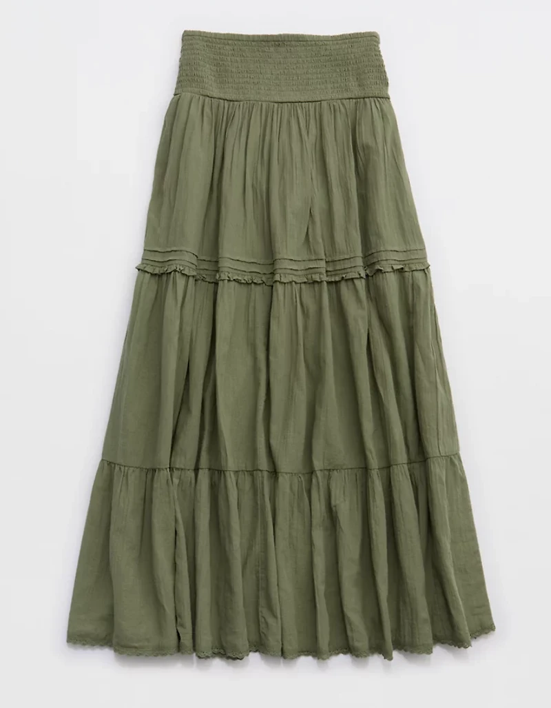 Aerie Boho Button Maxi Skirt
