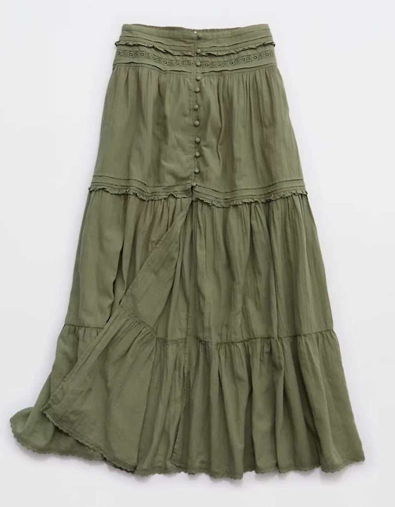 Aerie Boho Button Maxi Skirt