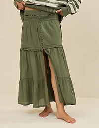 Aerie Boho Button Maxi Skirt