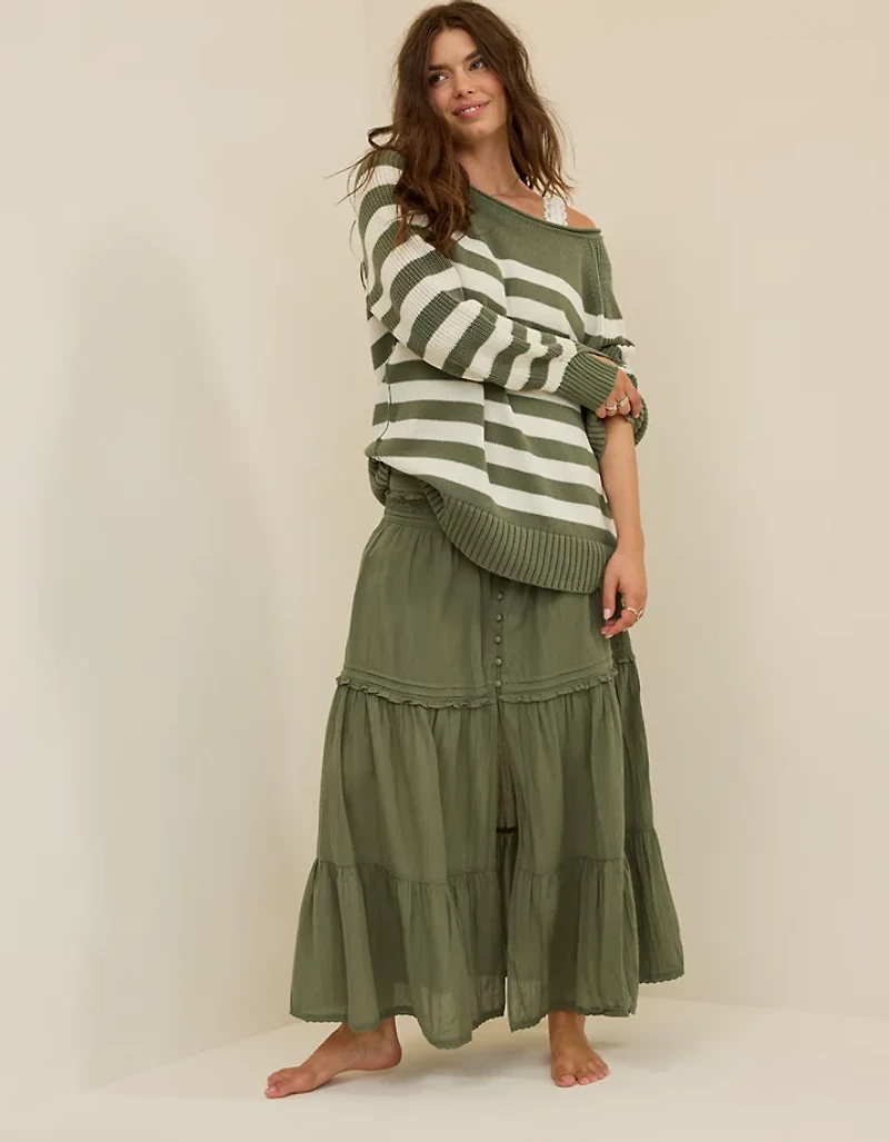 Aerie Boho Button Maxi Skirt