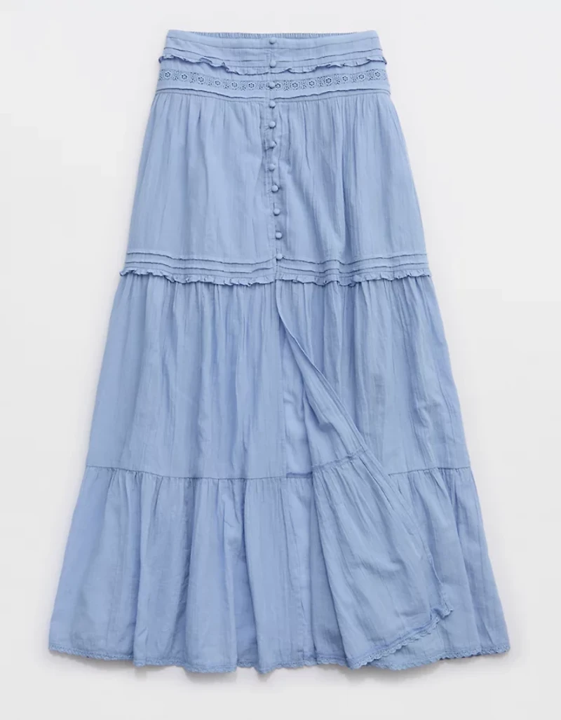Aerie Boho Button Maxi Skirt