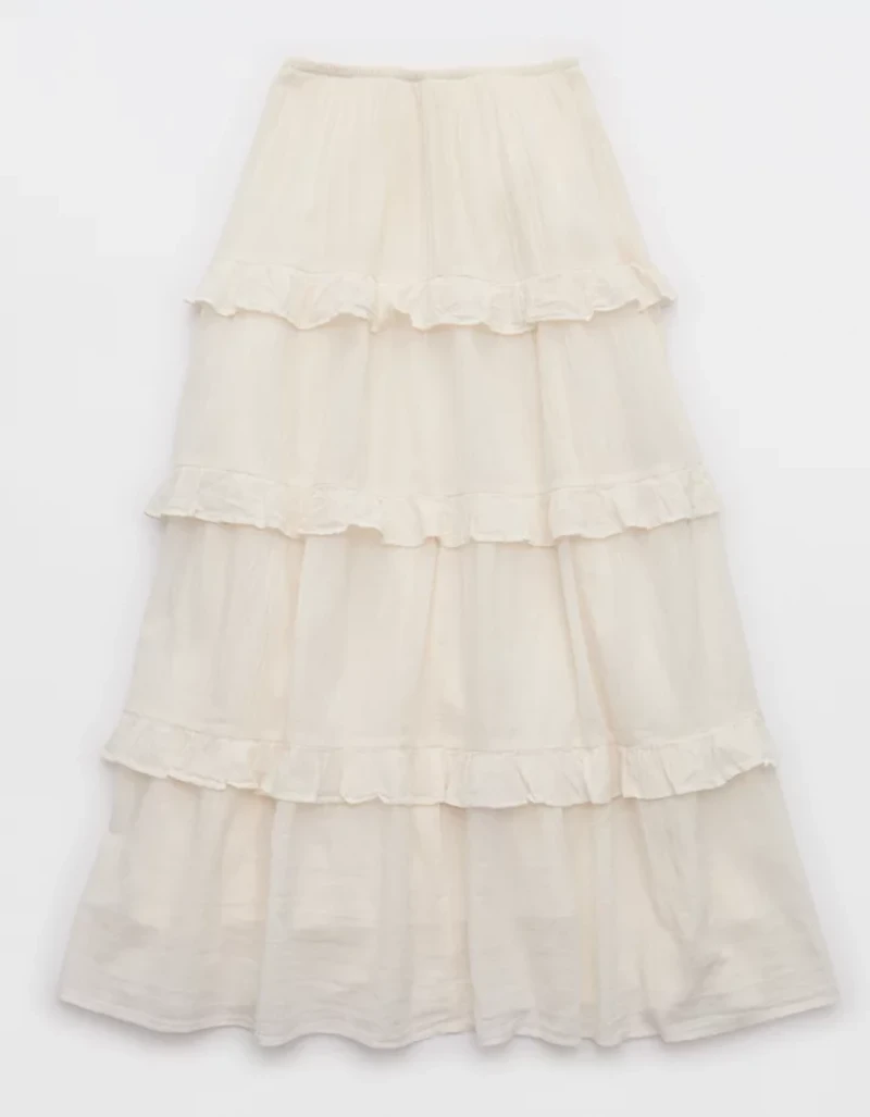 Aerie Ready To Ruffle Tiered Midaxi Skirt