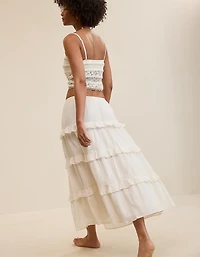 Aerie Ready To Ruffle Tiered Midaxi Skirt