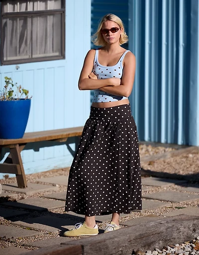 Aerie Seersucker Midaxi Skirt
