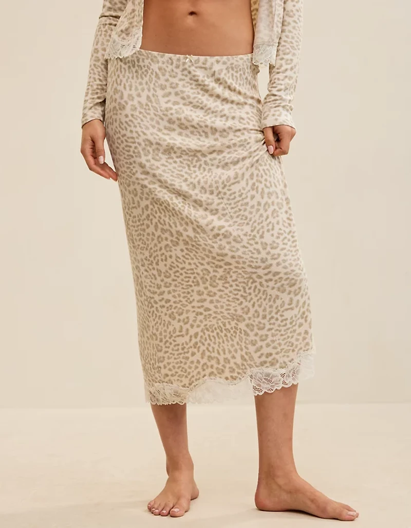 OVERSLEPT by Aerie Real Soft Rib Midi Skirt