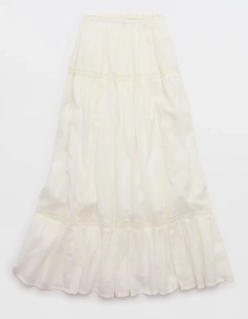 Aerie Lace Trim Maxi Skirt