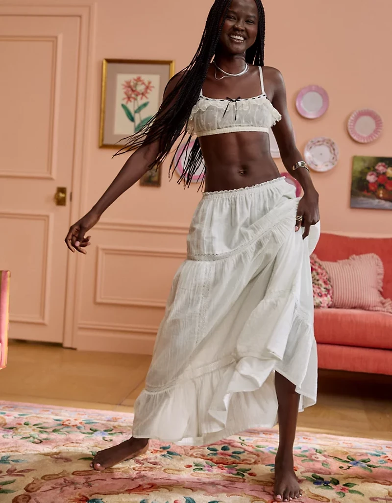Aerie Lace Trim Maxi Skirt
