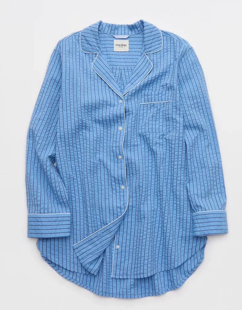 OVERSLEPT by Aerie Seersucker Oversized Sleep Shirt