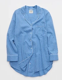 OVERSLEPT by Aerie Seersucker Oversized Sleep Shirt