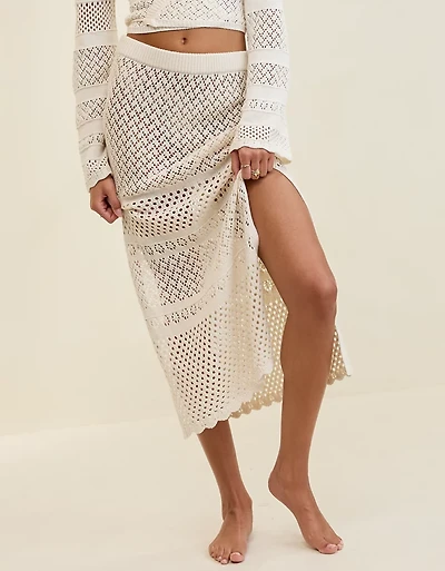 Aerie Crochet Coverup Maxi Skirt