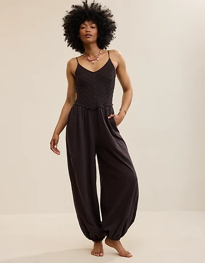 Aerie Happiest Smocked Jumpsuit