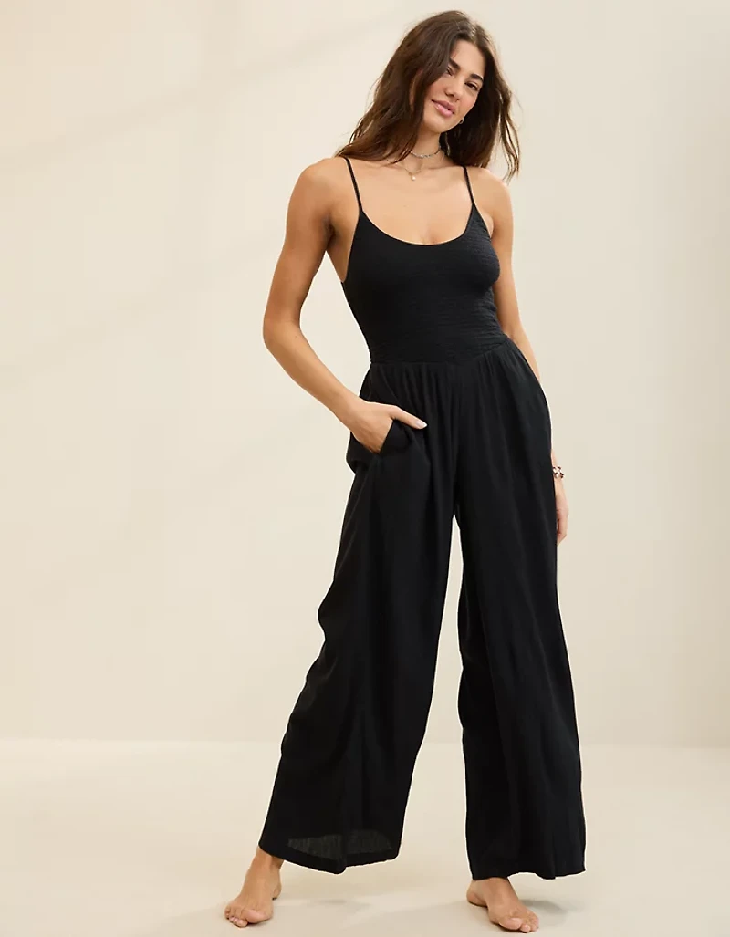 Aerie At The Barre Smocked Jumpsuit