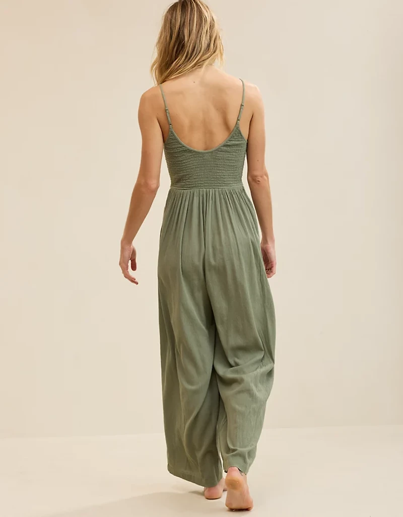 Aerie At The Barre Smocked Jumpsuit