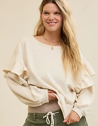 Aerie Ruffle Sleeve Sweatshirt