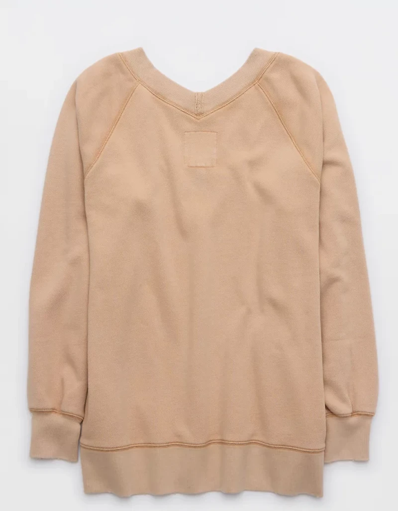 Aerie Downtime Textured V-Neck Sweatshirt