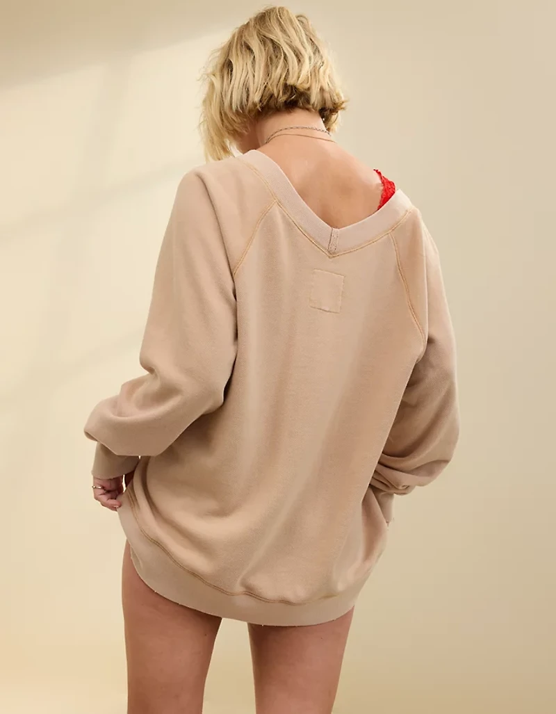 Aerie Downtime Textured V-Neck Sweatshirt