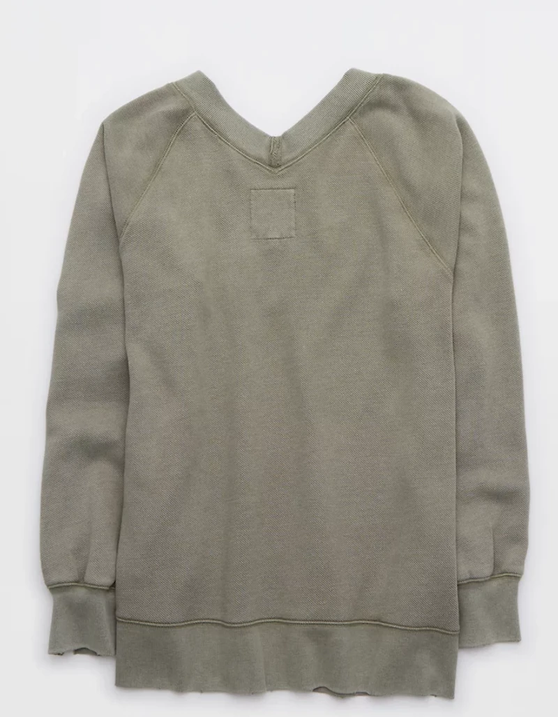 Aerie Downtime Textured V-Neck Sweatshirt