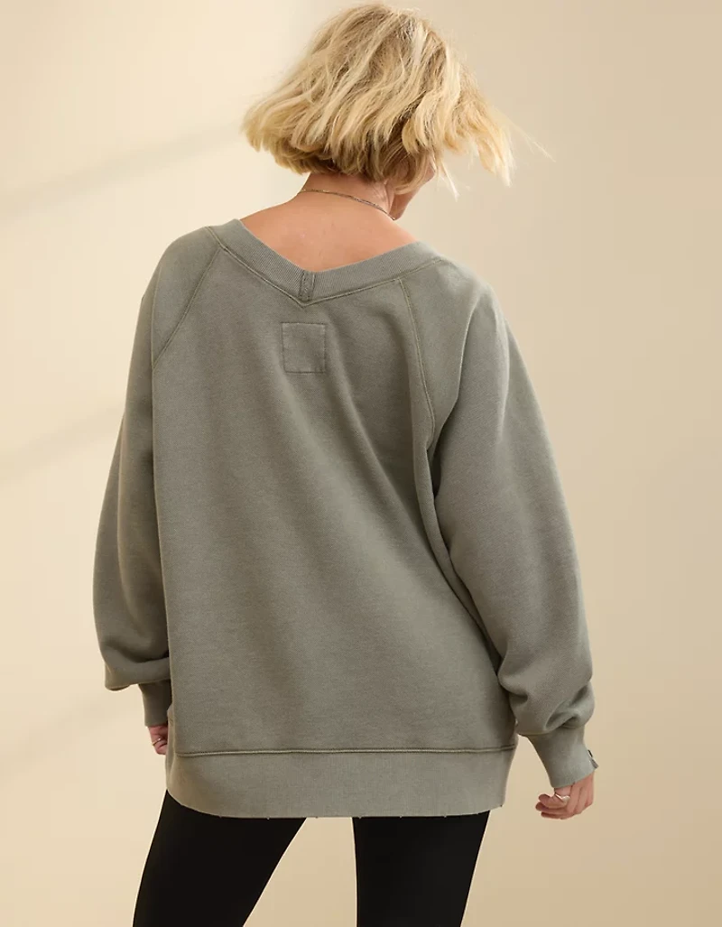 Aerie Downtime Textured V-Neck Sweatshirt