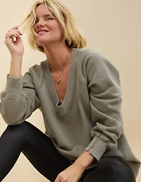 Aerie Downtime Textured V-Neck Sweatshirt