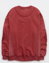 Aerie Keep It Light Crochet Crew Sweatshirt