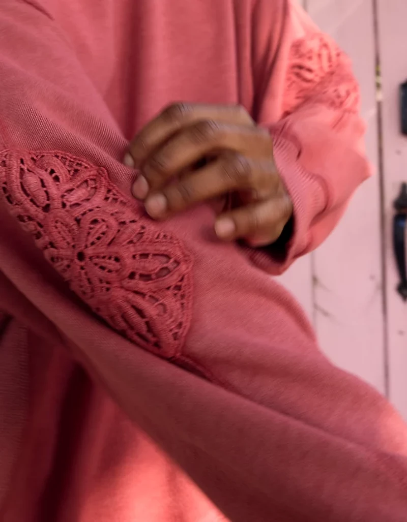 Aerie Keep It Light Crochet Crew Sweatshirt