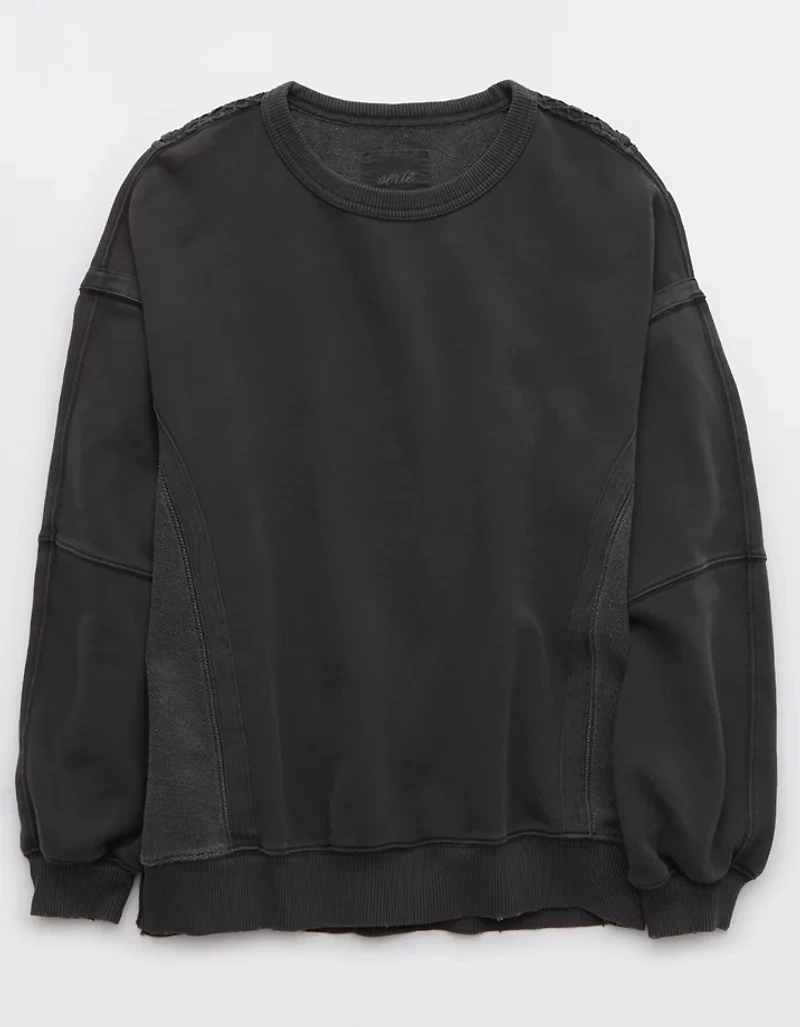 Aerie Keep It Light Crochet Crew Sweatshirt