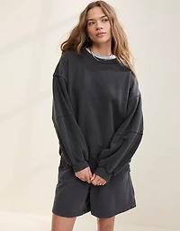 Aerie Keep It Light Crochet Crew Sweatshirt