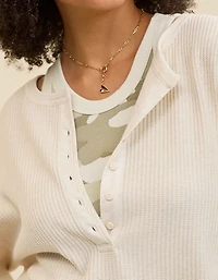 Aerie Waffle Henley Sweatshirt