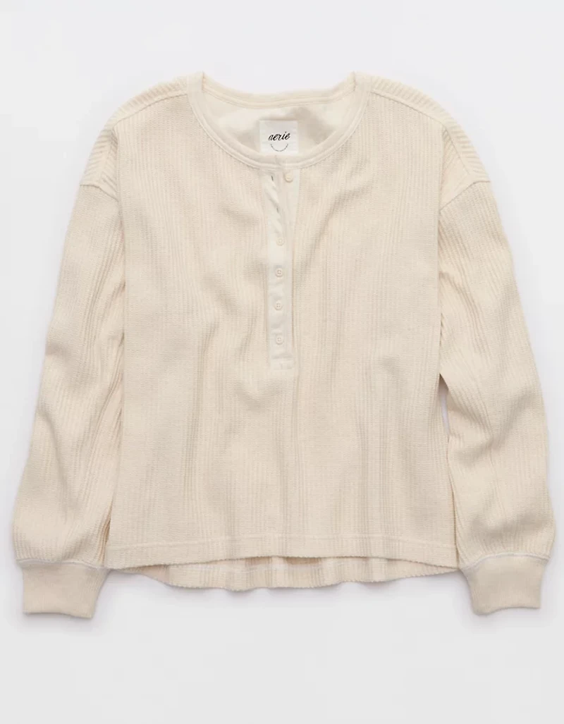 Aerie Waffle Henley Sweatshirt